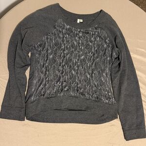 Dark gray sweater with lace. Medium. Brand is willow bay.